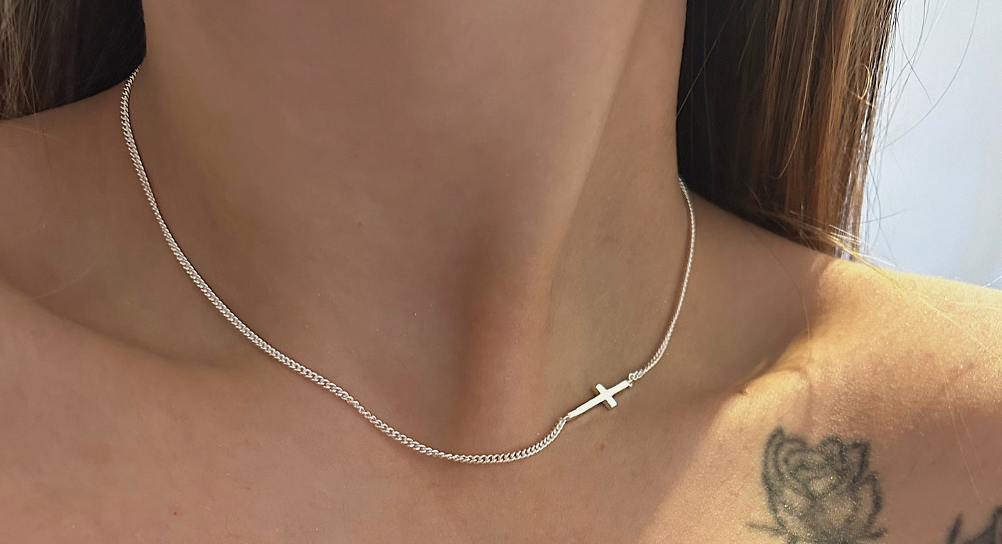 Minimalist Cross Choker Necklace