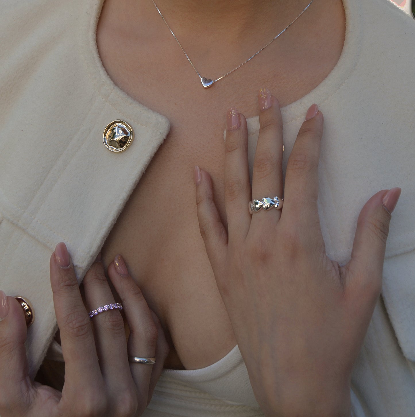 Chunky Hearts Band Ring