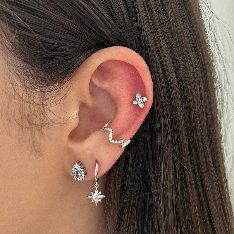 Water Drop Crystal Stud Earrings - Heloga Pratas