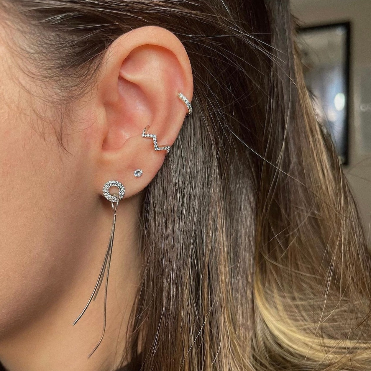 Zig Zag Pavé Ear Cuff - Heloga Pratas