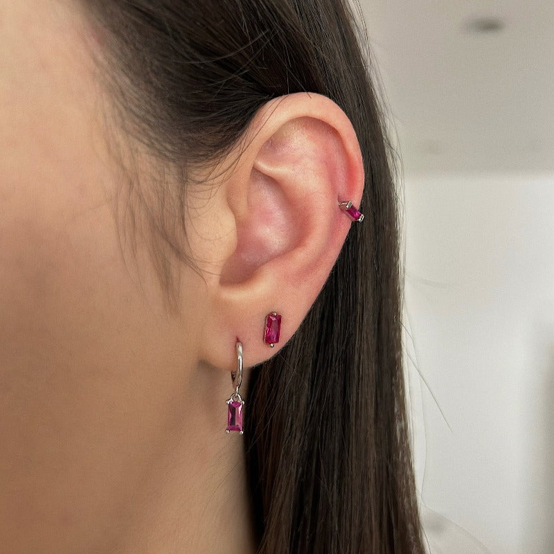 Pink Hoop Earrings - Heloga Pratas