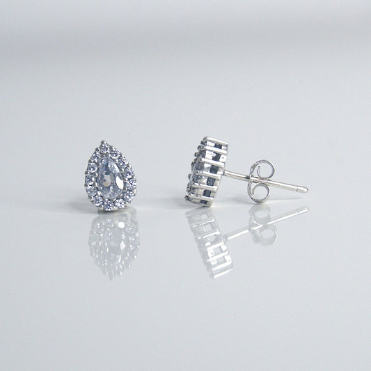 Water Drop Crystal Stud Earrings - Heloga Pratas